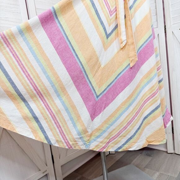 New York & Company Linen Blend Striped Halter Midi Dress Sundress Pink Multi XL - Picture 6 of 14